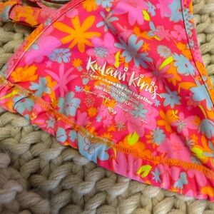 Kulani Kinis Pink and Orange Floral Bikini Top